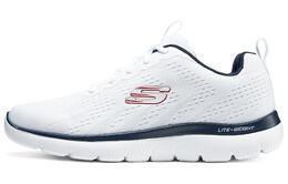 Легкие низкие повседневные кроссовки для бега мужские бело-синие Skechers 232395-wnv | white blue