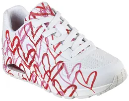 Кроссовки Skechers на танкетке "UNO-SPREAD THE LOVE" с эффектным принтом граффити, повседневная обувь, полуботинки, туфли на шнуровке, красный 7935565980 | weiß-rot