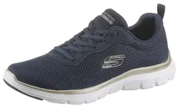 Кроссовки Skechers "FLEX APPEAL 4.0 BRILLINAT VIEW", с пеной с эффектом памяти с воздушным охлаждением, повседневная обувь, полуботинки, туфли на шнуровке, темно-синий 6023880866 | navy-goldfarben