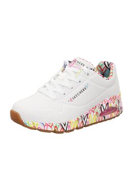 Кроссовки Women's Uno - Loving Love, рисунок граффити, женские Skechers, белый 0194880872175 | white