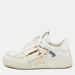 Valentino White/Grey Leather and Suede VL7N Lace Up Sneakers Size 37.5 1086083