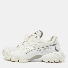 Valentino White Leather and Mesh Climbers Lace Up Sneakers Size 40 1084745
