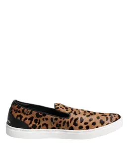 Dolce & Gabbana Brown Calfskin Fur Leopard Men Sneakers Shoes - EU43/US10 mv6515-43