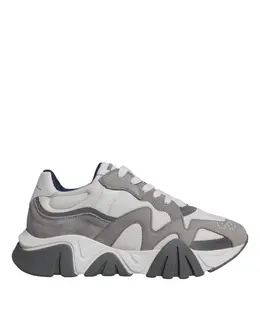 Versace Grey Leather Neoprene Chunky Low Top Squalo Sneakers Shoes - EU42/US9 mv6390-42