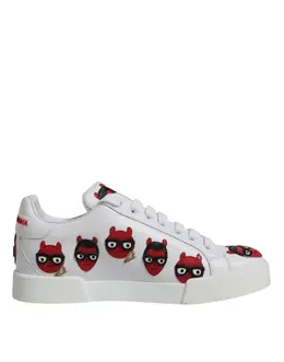 Dolce & Gabbana White Devil Face Portofino Sneakers Shoes - EU36/US6 la11969-36