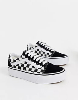 Кроссовки на платформе Vans Checkerboard Old Skool, черный/белый 127489101 | black