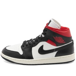 Кроссовки Nike Air Jordan 1 Mid W, черный, белый, красный bq6472-061 | black, gym red & sail