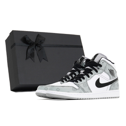 Баскетбольные кроссовки Air 1 Vintage Men Mid-Top White Grey Jordan 554724-092(team210-古唐印花s-box) | white gray