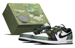 Jordan Баскетбольные кроссовки Air 1 Low Top Vintage, мужские, черно-зеленые 553558-132(teama-玉锦春秋s-box) | black green