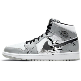 Баскетбольные кроссовки Air 1 Vintage Men Mid-Top Grey/White Jordan 554724-092(team181-古风仙鹤) | gray
