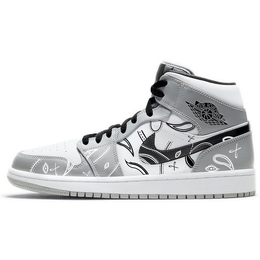 Баскетбольные кроссовки Air 1 Vintage Men Mid-Top White/Grey Jordan 554724-092(team366-复古腰果花) | gray