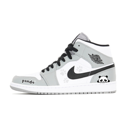 Баскетбольные кроссовки Air 1 Vintage Men Mid-Top White Grey Jordan 554724-092(team210-熊猫墩墩) | white gray