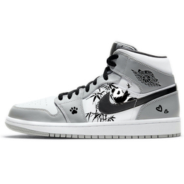 Баскетбольные кроссовки Air 1 Vintage Men Mid-Top White/Grey/Black Jordan 554724-092(team56-慵懒小熊猫) | gray