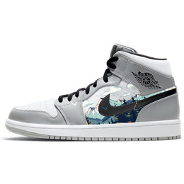 Баскетбольные кроссовки Air 1 Vintage Men Mid-Top White/Grey Jordan 554724-092(team56-二次元漫画) | gray