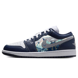 Баскетбольные кроссовки Air 1 Vintage Men Low-Top White/Blue Jordan 553558-141(team56-二次元漫画) | blue