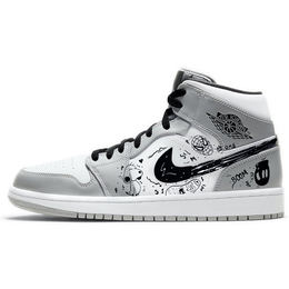 Баскетбольные кроссовки Air 1 Vintage Men Mid-Top White/Grey Jordan 554724-092(team366-二次元漫画) | gray