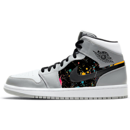 Баскетбольные кроссовки Air 1 Vintage Men Mid-Top White/Grey Jordan 554724-092(team56-泼墨涂鸦) | gray