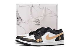 Баскетбольные кроссовки Air 1 Vintage Men Low-Top Black/Gold Jordan 553558-132(team59-男款黑金sbox) | gold
