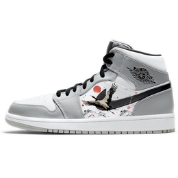 Баскетбольные кроссовки Air 1 Vintage Men Mid-Top White/Grey Jordan 554724-092(team56-水墨仙鹤) | gray