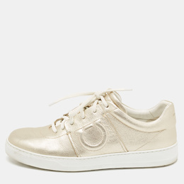Salvatore Ferragamo Metallic Leather Lace Up Sneakers Size 44.5 1092368