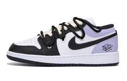 Jordan Баскетбольные кроссовки Air 1 Puppy Fragment с низким верхом, износостойкие, антискользящие, мужские, цвет: черный, фиолетовый 553558-131(team85-公子喵喵) | black purple