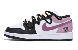 Jordan Баскетбольные кроссовки Air 1 Puppy Fragment с низким верхом, износостойкие, антискользящие, мужские, цвет: черный, розовый 553558-131(team85-树莓喵喵) | black pink