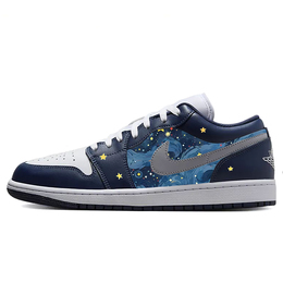 Баскетбольные кроссовки Air 1 Vintage женские низкие синий/белый Jordan 553560-141(team181-油画星空) | blue