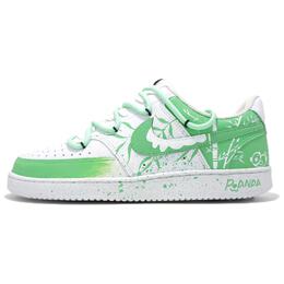 Nike Кроссовки для скейтборда Court Vision 1 с противоскользящим износостойким верхом, унисекс, белые, зеленые dh3158-101（team545-竹韵熊猫） | white green