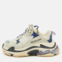 Balenciaga Multicolor Faux Leather and Mesh Triple S Sneakers Size 38 1093597