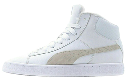 Кроссовки Puma Mid Leather Fur Lined Cozy Stay Warm Mid-Top Casual Skate Shoes Unisex White Fleece Lined 364977-02