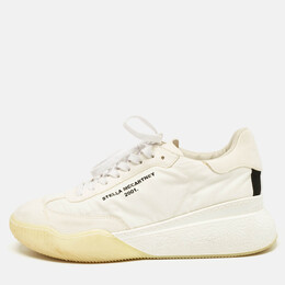 Stella McCartney White Fabric and Faux Suede Eclypse Low Top Sneakers Size 40 1098002
