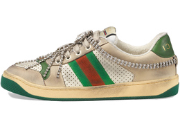 Кроссовки Gucci Women's Screener 'Off White Green Crystals' ‎570903 0yi20 9582
