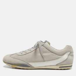 Tod's Grey Leather and Suede Lace Up Sneakers Size 39 1098296