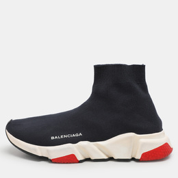 Balenciaga Navy Knit Fabric Speed Trainer High Top Sneakers Size 39 1101783