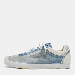 Dolce & Gabbana Blue/White Denim and Leather Lace Up Sneakers Size 44 1103147