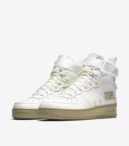 Кроссовки Nike Wmns SF Air Force 1 Mid Olive Ivory, белый aa3966 100 | olive ivory
