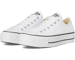 Кеды Converse Chuck Taylor All Star Low Top Platform Leather Sneaker, цвет White/Black/White 9066310 | white/black/white