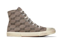 Кроссовки Balenciaga Paris High BB Monogram - Dark Mink Grey, серый 688752 w3rq1 2298 | bb monogram - dark mink grey