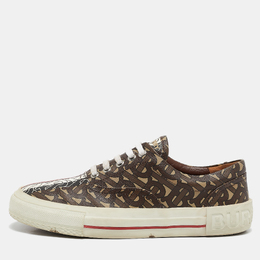 Burberry Brown Canvas Logo Lace Up Sneakers Size 38 1106051
