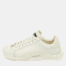 Dolce & Gabbana White Leather Logo Lettering Low Top Sneakers Size 40 1105701