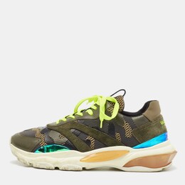 Valentino Green Suede and Leather Camouflage Sneakers Size 43 1106073