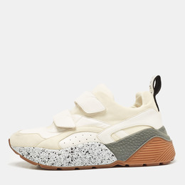 Stella McCartney White Faux Leather and Faux Suede Eclypse Sneakers Size 40 1105593