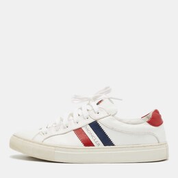Moncler White Leather Ryegrass Sneakers Size 38.5 1105052
