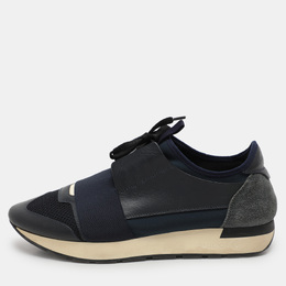 Balenciaga Blue Leather and Neoprene Race Runner Sneakers Size 40 1106449