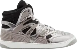 Кроссовки Gucci Basket High Silver Black, серебряный 724005 aabb8 8142 | silver black