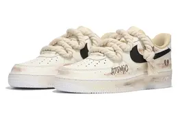 Кроссовки Air Force 1 для скейтбординга мужские низкие бежевый/коричневый Nike cw2288-111(team82-男款麻绳涂鸦氧化黄) | off white