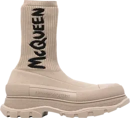 Кроссовки Alexander McQueen Knit Tread Slick Boot Beige Graffiti, коричневый 705671 w4tv1 9787 | brown
