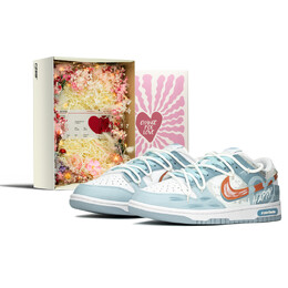 Кроссовки Nike Dunk Skateboarding Shoes Men Low-top White/Cosmic Clay/Dusty Cactus, оранжевый dv0831-109(teama-湛蓝天空s-box) | blue-orange-white