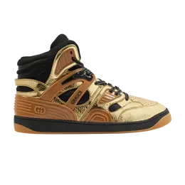 Кроссовки Gucci Basket High, золотой 724005 aabb8 8047 | gold