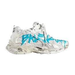 Кроссовки Balenciaga Runner Sneaker Graffiti - White Blue, белый 772774 w3rbq 9040 | graffiti - white blue